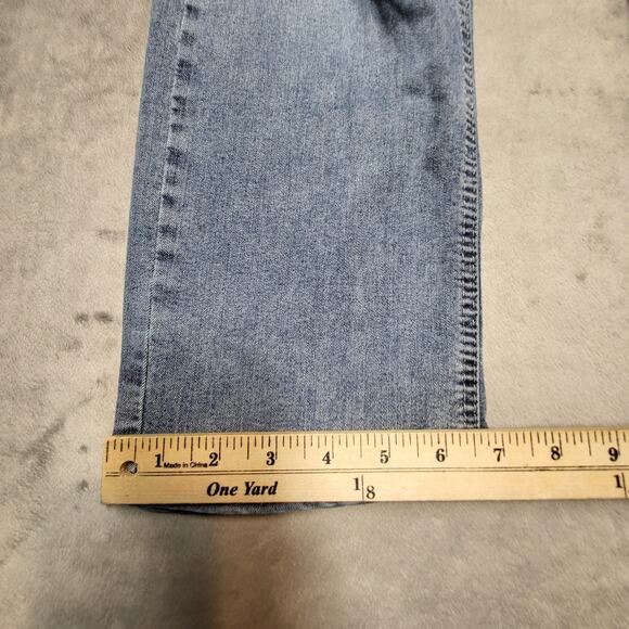 Angels Jeans Womens 14 Blue Light Wash Distressed Straight Leg Cropped - Picture 5 of 10